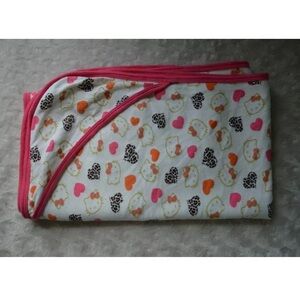 Hello Kitty Hooded Baby Blanket Sanrio Weeplay Pink Orange Leopard Print Heart